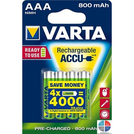 Pack 4 piles rechargeable aaa Varta